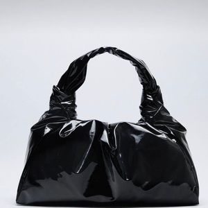 Zara patent leather hobo shoulder bag